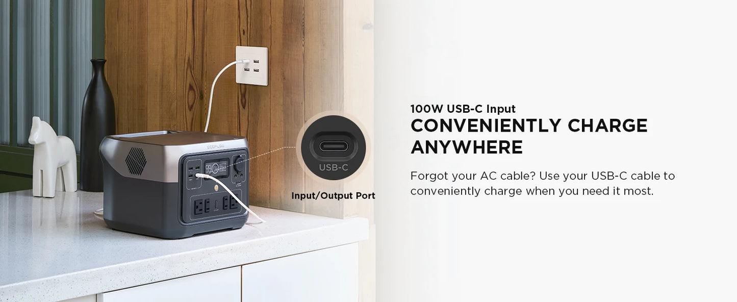 ECOFLOW Portable Power Station RIVER 2 Max, 499Wh/512Wh LiFePO4 Battery/ 1 Hour Fast Charging, Up To 1000W Output