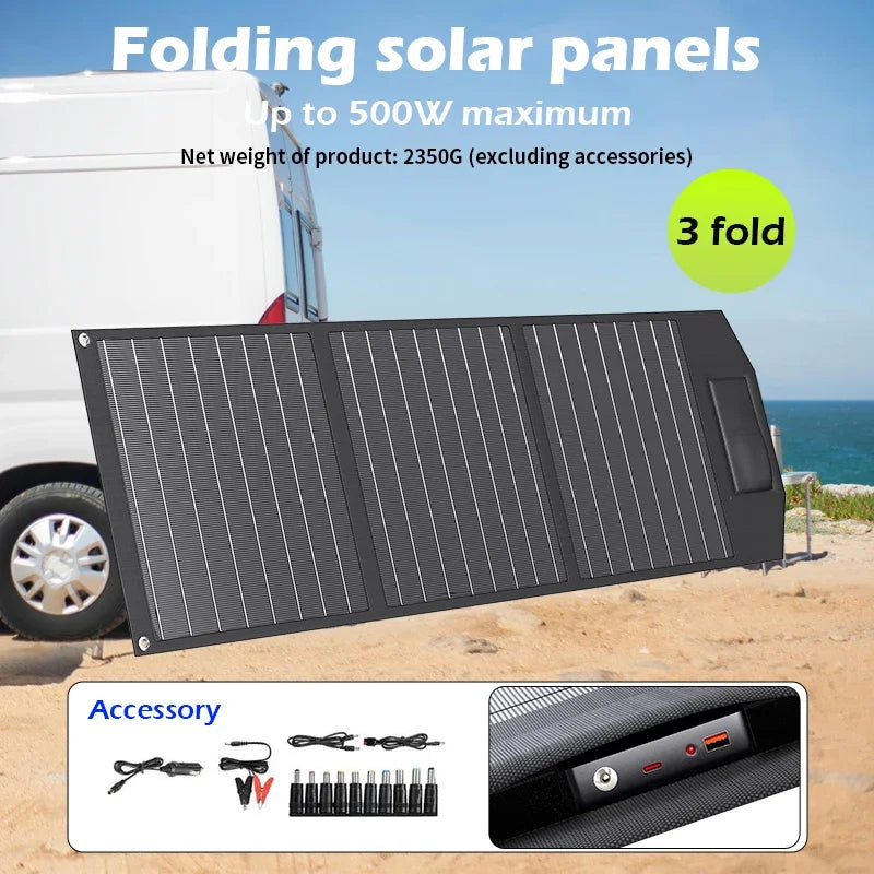 Flexible Foldable Solar Panel High Efficience Travel & Phone & Boat Portable 12V 2000w 1500w 1000w 500w Solar Panel Kit