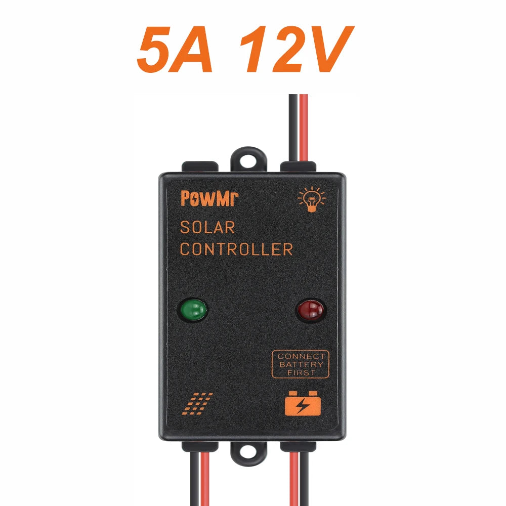 PowMr Mini Size 5A 10A 12V  IP67 Waterproof Solar Charge Controller Working for 24 hours Solar Regulator for Small Power System