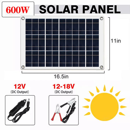 12V to 110V/220V Solar Panel System 600WSolar Panel Battery Charge Controller 6000W Solar Inverter Kit Complete Power Generation