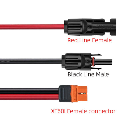 Solar Connector to XT60I- F Adapter 12AWG CableConnect Solar Panel Charge Cable for Solar Generator Portable Power Station