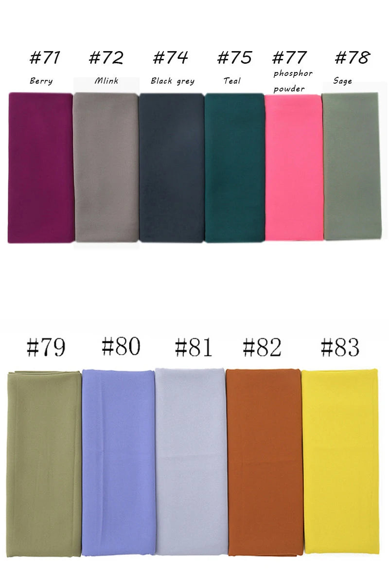 Ramadan Muslim Chiffon Hijabs For Woman Plain Color Headscarf Long Shawl Scarf Women Jersey Hijabs Ladies Islam Voile Hijab