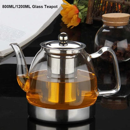 Glass Tea Pots Gas Stove Induction Cooker Water Kettle Chinese Style Teapot With Filter Heat resistant Flower Tea 800/1200ML 1pc