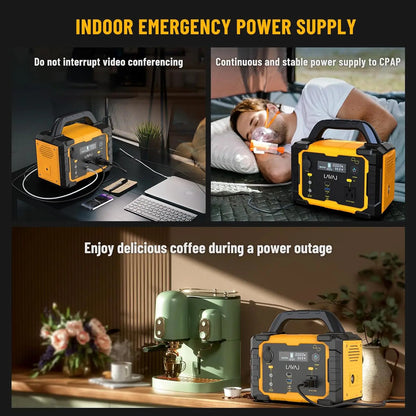 Portable Power Station 600W, 647Wh Backup Lithium Battery, 120V/600W AC Outlet, Solar Generator for Home, Outdoor, Camping