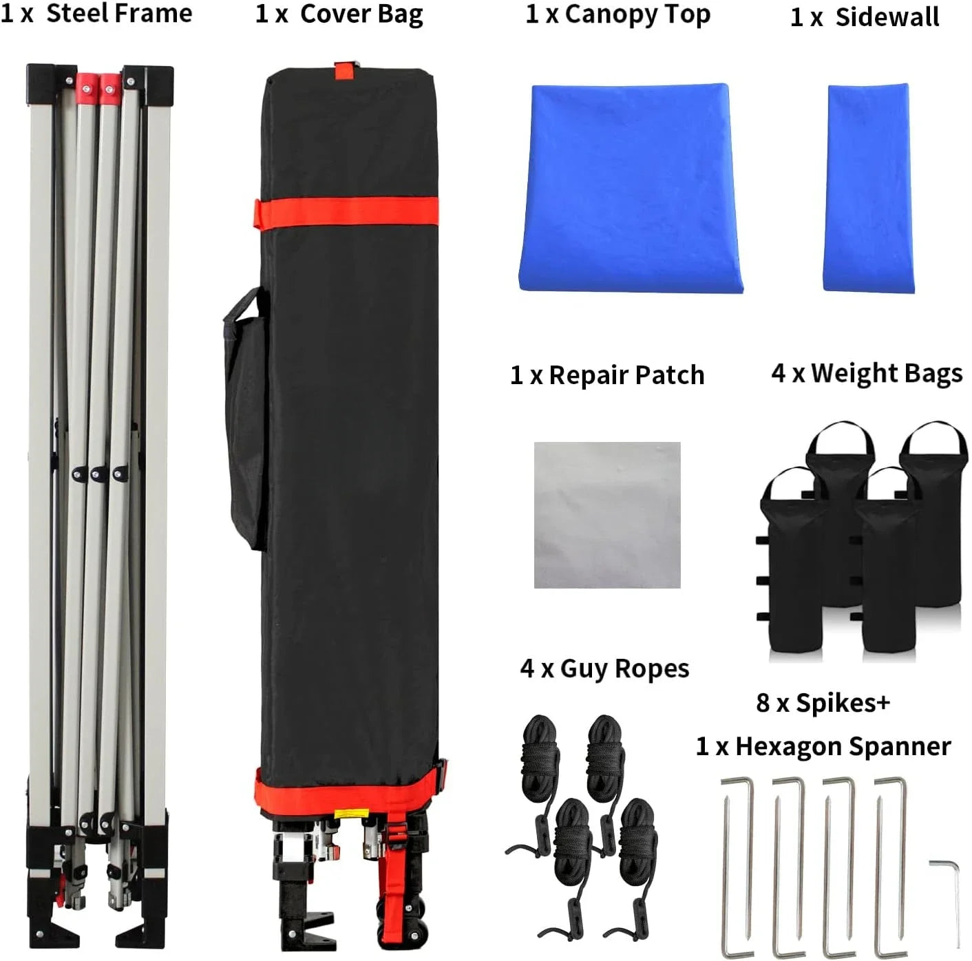 Canopy Tent, 10 x 10 Foot Portable Pop Up Outdoor Shelter with 1 Sidewall, Easy 1 Push Center Lock