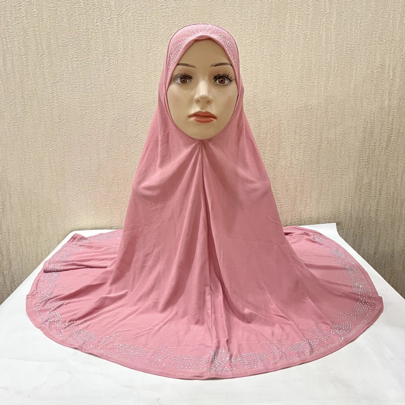 H058 Big size pray hijab with stones muslim scarf hat instant headwrap cover chest part