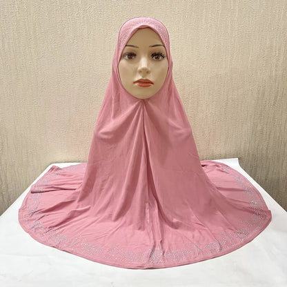 H058 Big size pray hijab with stones muslim scarf hat instant headwrap cover chest part