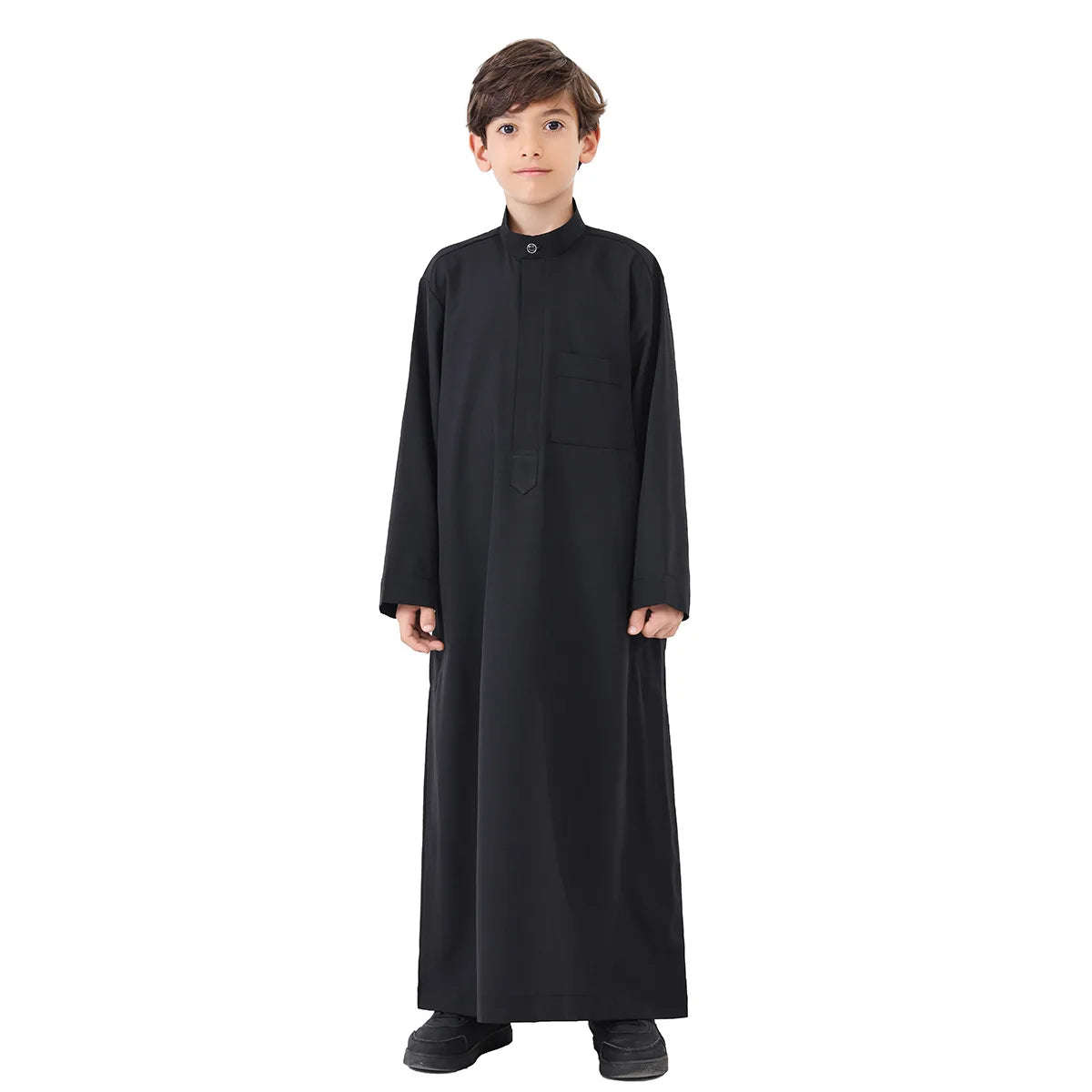 2025 Muslim Kids Jubba Thobe Solid Long Sleeve Robe Arab Islamic Clothing Middle East Teen Abaya Ramadan Kaftan Boys Robe Dress