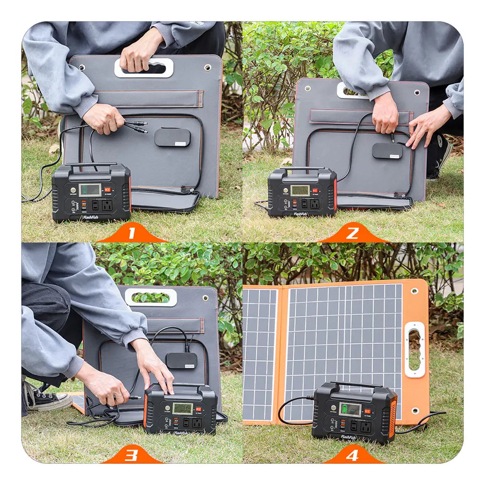 FF Flashfish 18V 60W Foldable Solar Panel Portable Solar Charger with DC Output USB-C QC3.0 for Phones Tablets Camping RV Trip