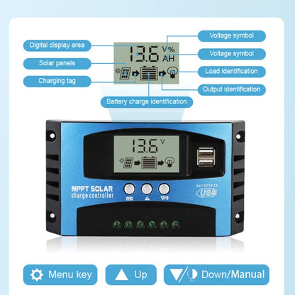 MPPT Solar Charge Controller 30A/40A/50A/60A/100A 12V 24V Auto Solar Regulator LCD PV Controller For LiFePO4 Lithium Lead Acid