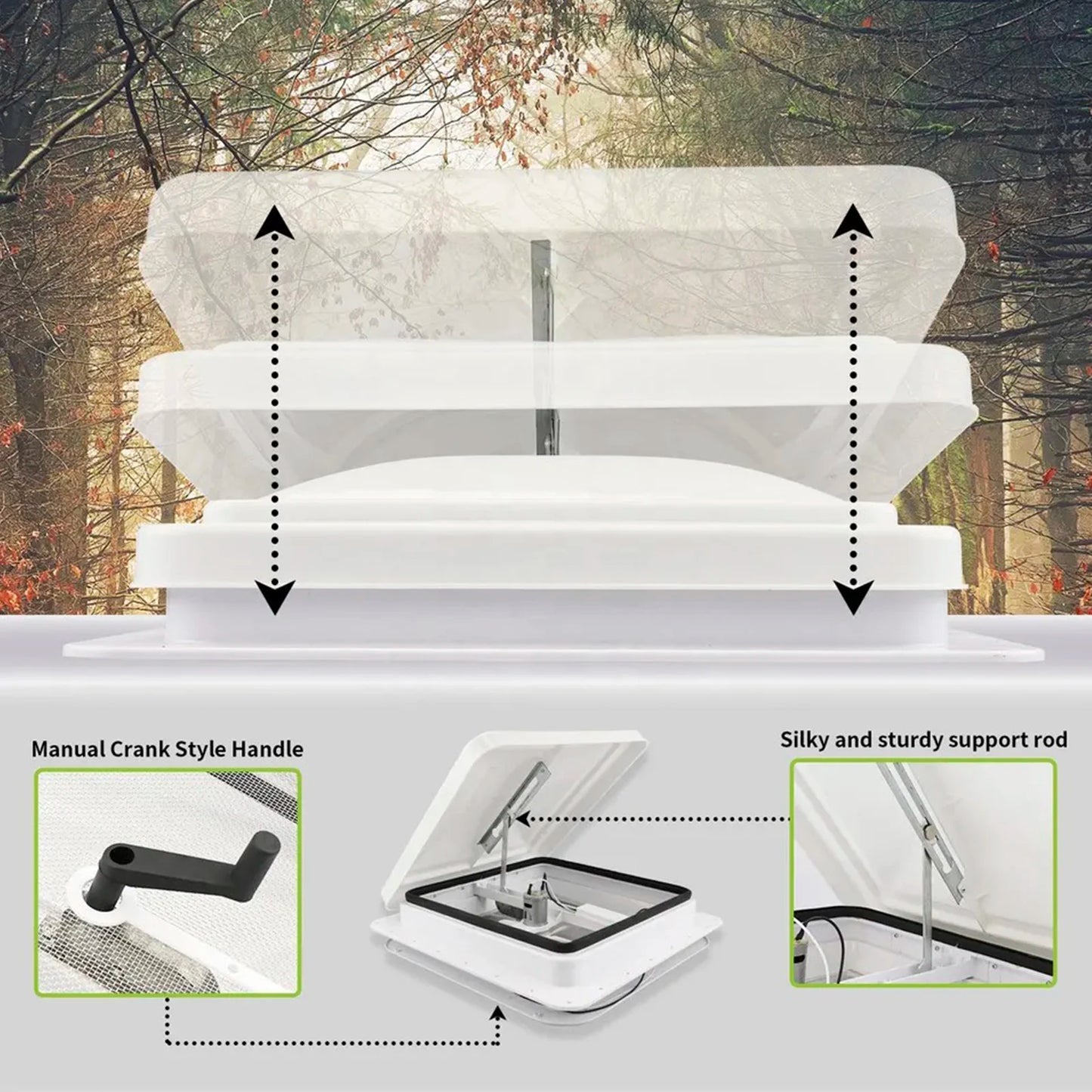 Artudatech 14" Caravan Skylight Roof Vent Remote Control Camper Motorhome RV Exhaust Fan