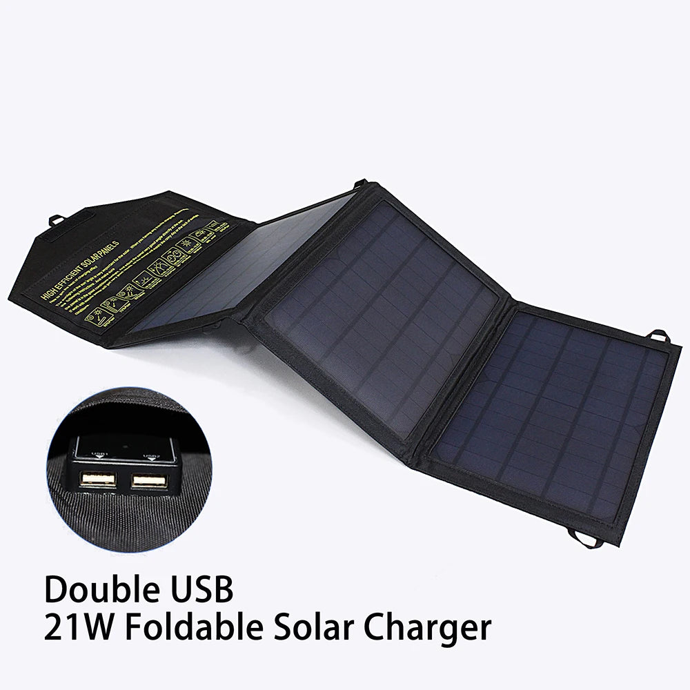 Upgraded 28W 21W 14W Portable Solar Panel Charger Double USB 5V 18V DC Camping Foldable Solar Panel For Phone Charge Power Bank