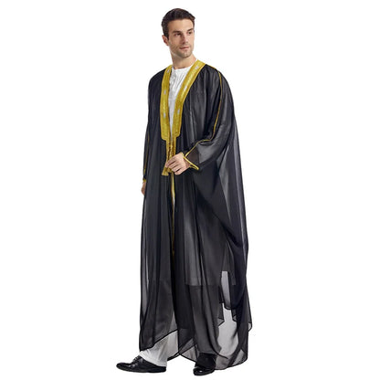 Men Muslim Embroidery Open Abaya Jubba Thobe Cardigan Dress Kimono Turkey Dubai Saudi Kaftan Islam Clothing Prayer Caftan Abayas