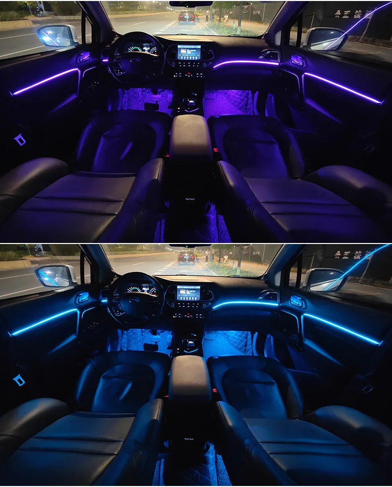 Universal Symphony Car Ambient Lights 64 RGB Car Interior Acrylic Light Guide Fiber Optic Car Decoration Atmosphere Light 18 in1