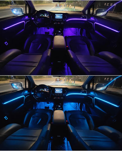 Universal Symphony Car Ambient Lights 64 RGB Car Interior Acrylic Light Guide Fiber Optic Car Decoration Atmosphere Light 18 in1