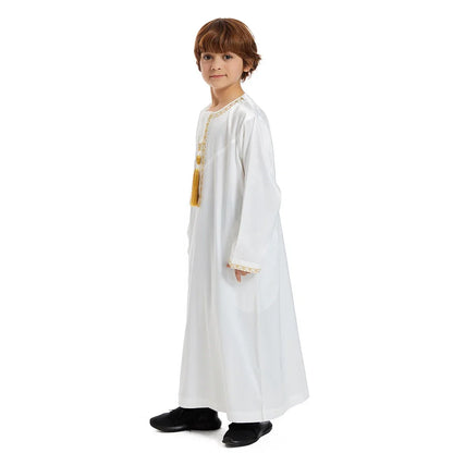 Traditional Children Muslim Clothing Kids Middle Eastern Abaya Jubba Thobe Boy Long Dress Robe Embroidery Kaftan Ramadan Caftan