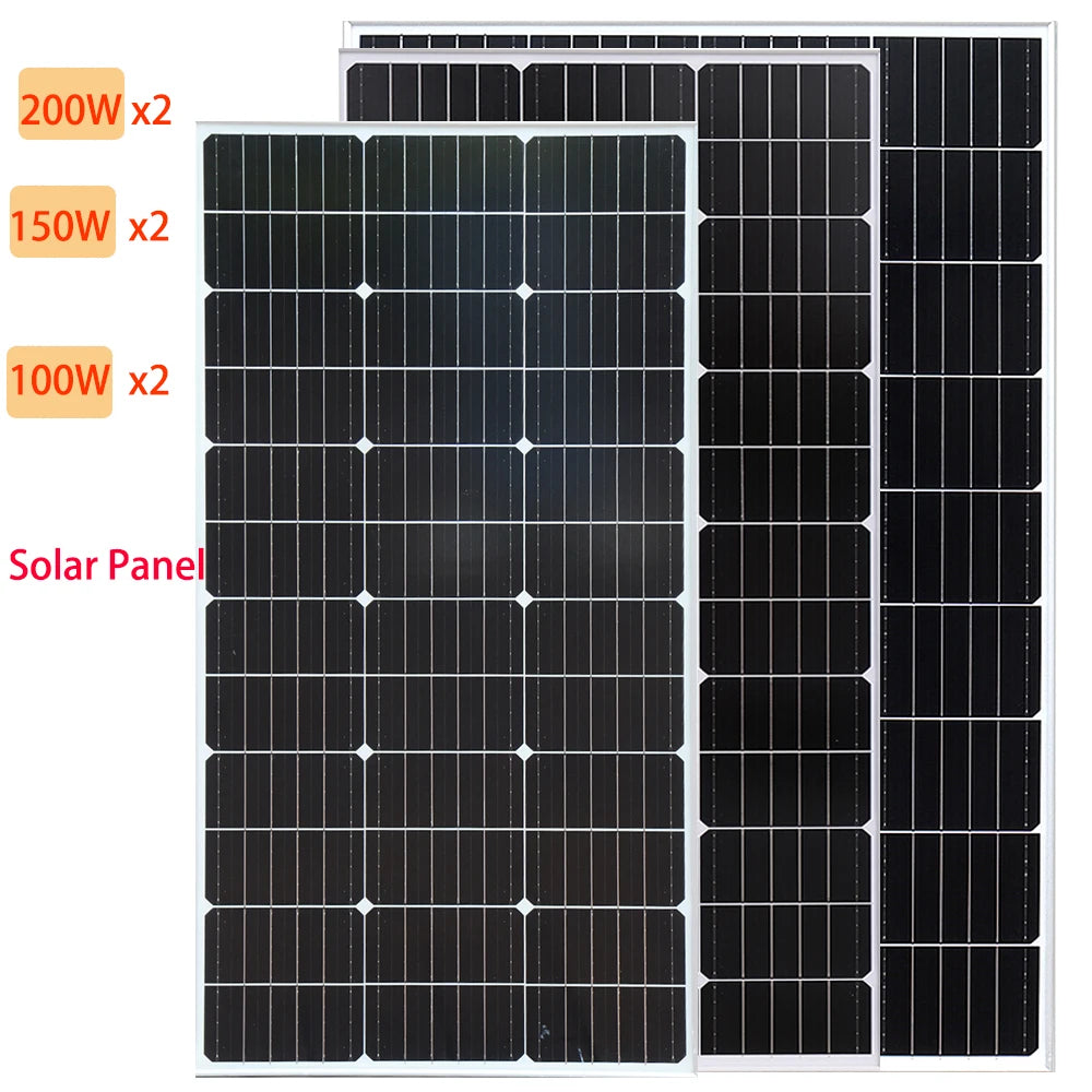 XINPUGUANG Rigid Glass Solar Panel Monocrystalline 200W 300W 400W (2x100w / 150w / 200W solar panels charge) On-grid / Off-grid