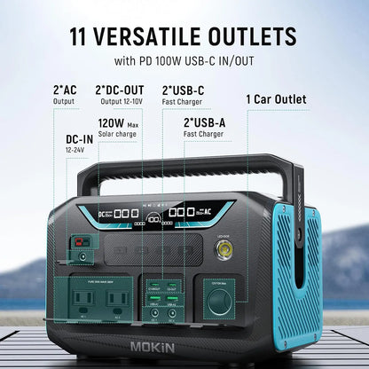 Portable Power Station Lithium Battery Emergency Backup Power Source Solar Generator Outlets USB-C PD Output Outdoor Generator