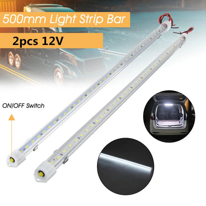 1/2/4pcs 50CM 12V 36 LED Car Interior Light Bar Bright White Light Tube with Switch for RV Camper Boat Van Lorry Truck Caravan