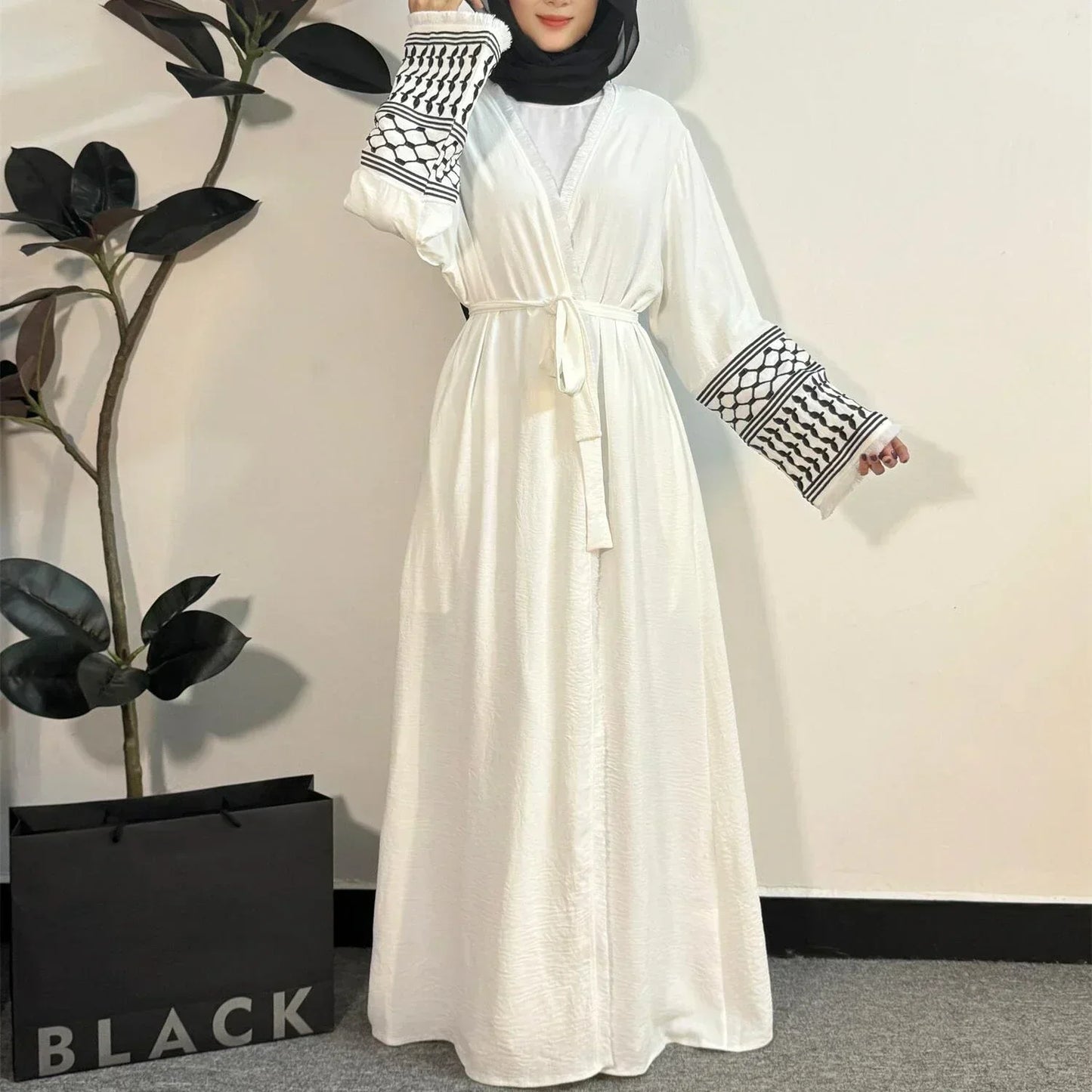 Open Front Abaya Muslim Long Sleeve Cardigan Abayas Maxi Dress Women's Clothing Tassel Embroidery Out Kaftans Women Jilbabs