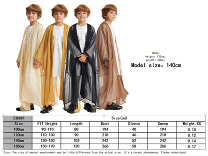 Eid Abayas for Boy Kids Kebaya Open Muslim Dress Kimono Abaya Turkey Arabic Islam Clothing Djellaba Robe Musulmane Jubba Thobe