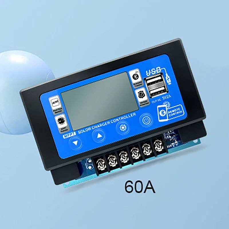 12V/24V 30A60A LCD Large Digital Display Bluetooth Wifi Solar Charge Controller Embedded Snap-on Energy Storage MPPT Controller