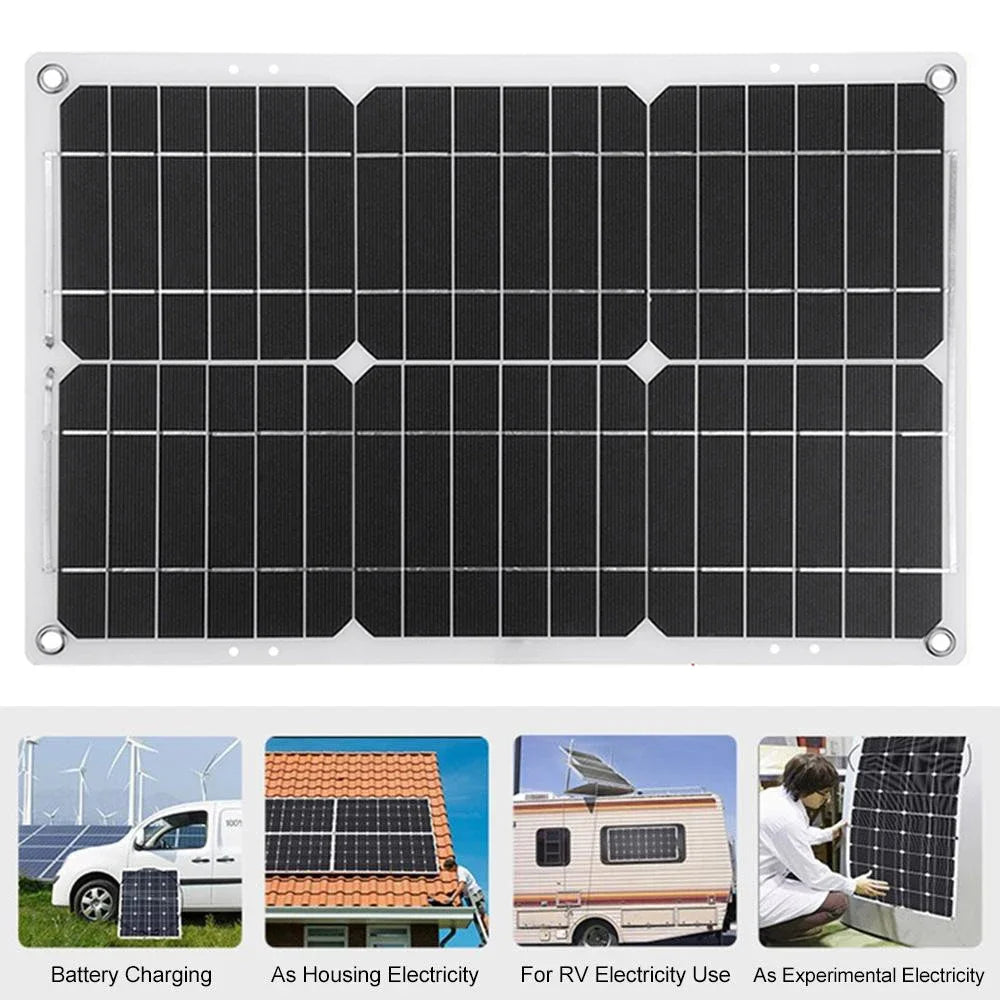 600W Solar Panel 6000W Inverter 12V To 110V/220V Solar Power Generation System Home Outdoor Car Mobile Phone Solar Charging