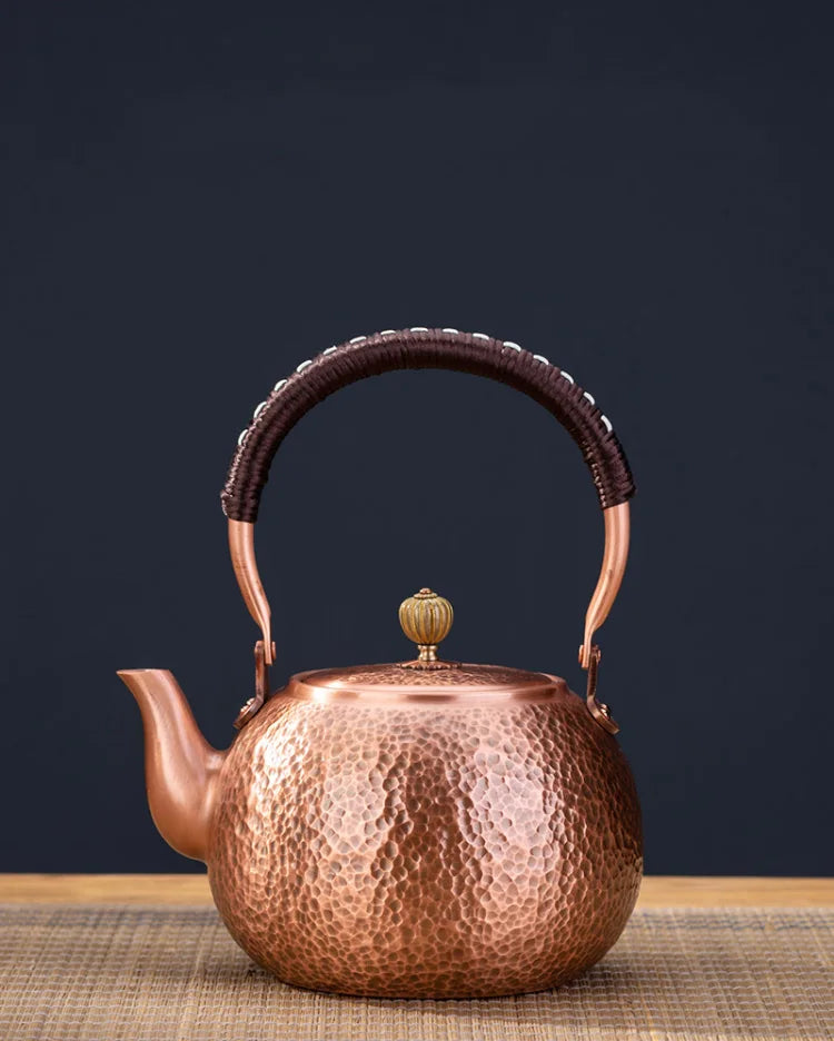 GIANXI Red Copper Teapot Chinese Tea Ceremony Handmade Pure Tea Kung Fu Tea Copper Teawear Retro Keep In Good Health Tea Kettle