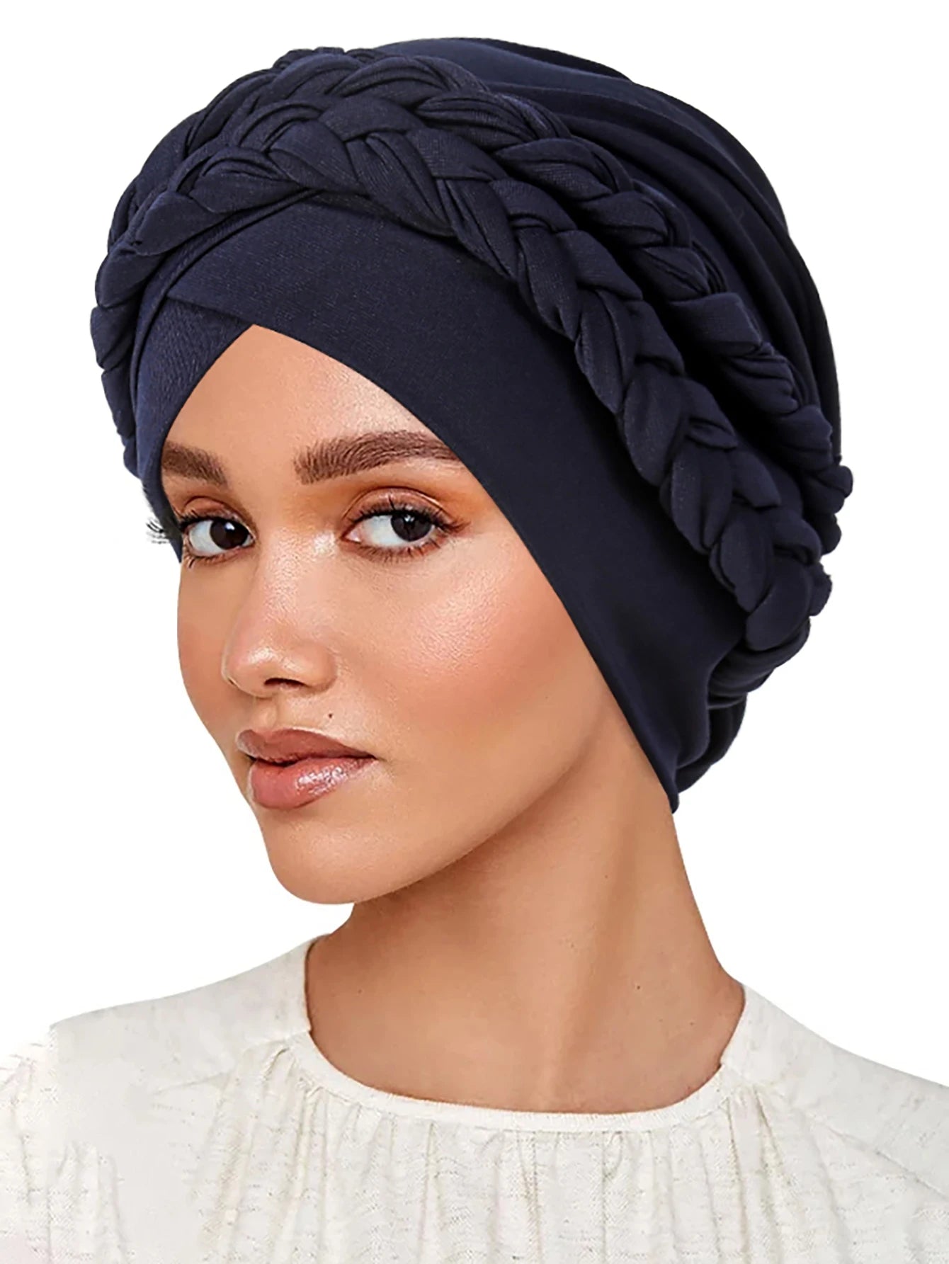 Trendy Braid Muslim Turban Cap Solid Color Women Hijabs Islamic Chemo Cap Head Scarf Ladies Head Wrap Cover Hijab Scarf