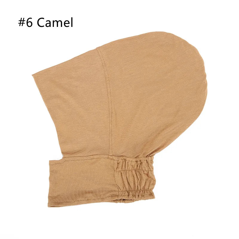 Musilim Women Fashion Elastic Basic Tube Hat Modal Cotton Under Scarf Cap Islamic Inner Cap Easy to Wear Sports Hijab