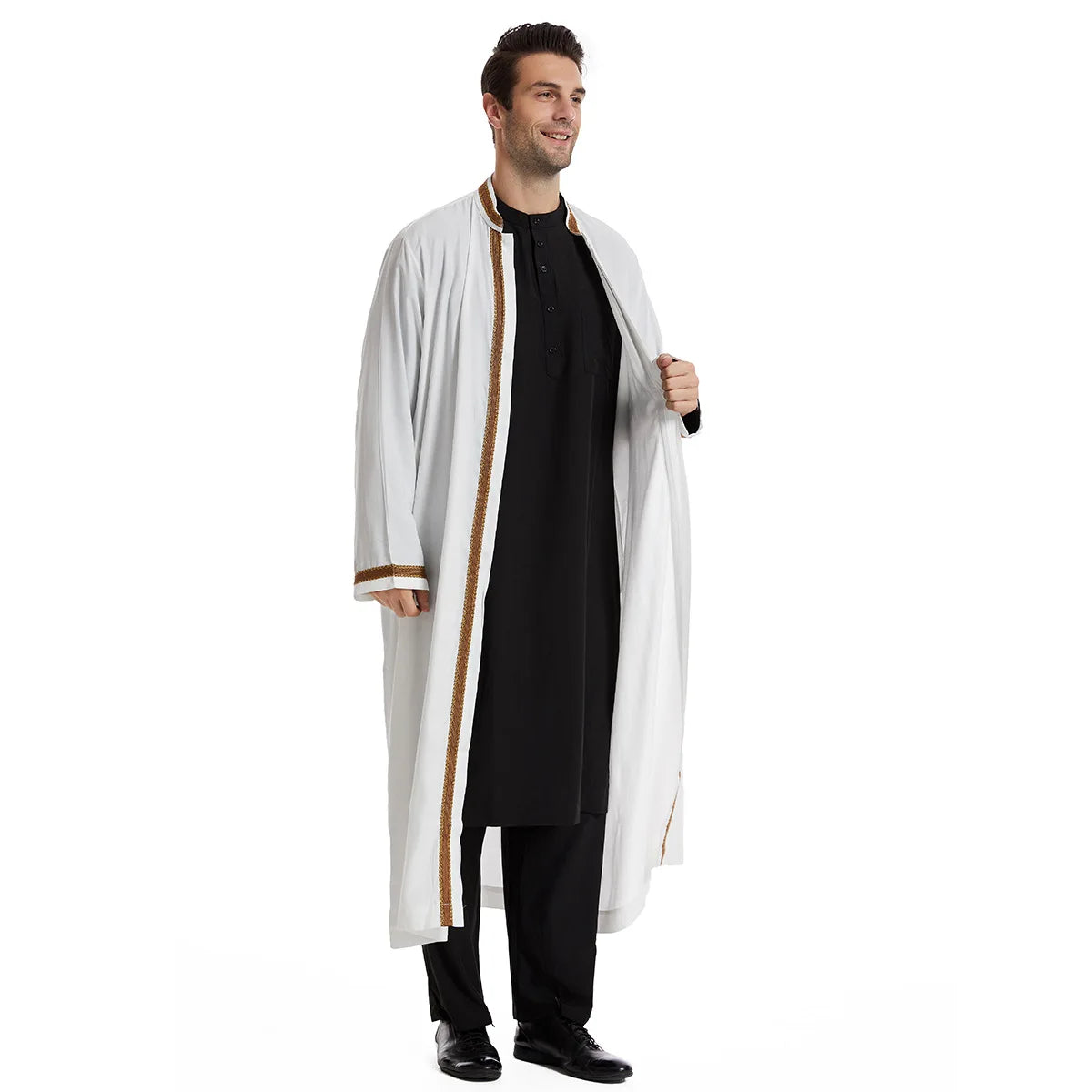 Eid Cardigan Muslim Men Jubba Thobe Mens Abaya Long Dress Islamic Ramadan Kimono Long Robe Saudi Arabic Musulman Caftan Dubai