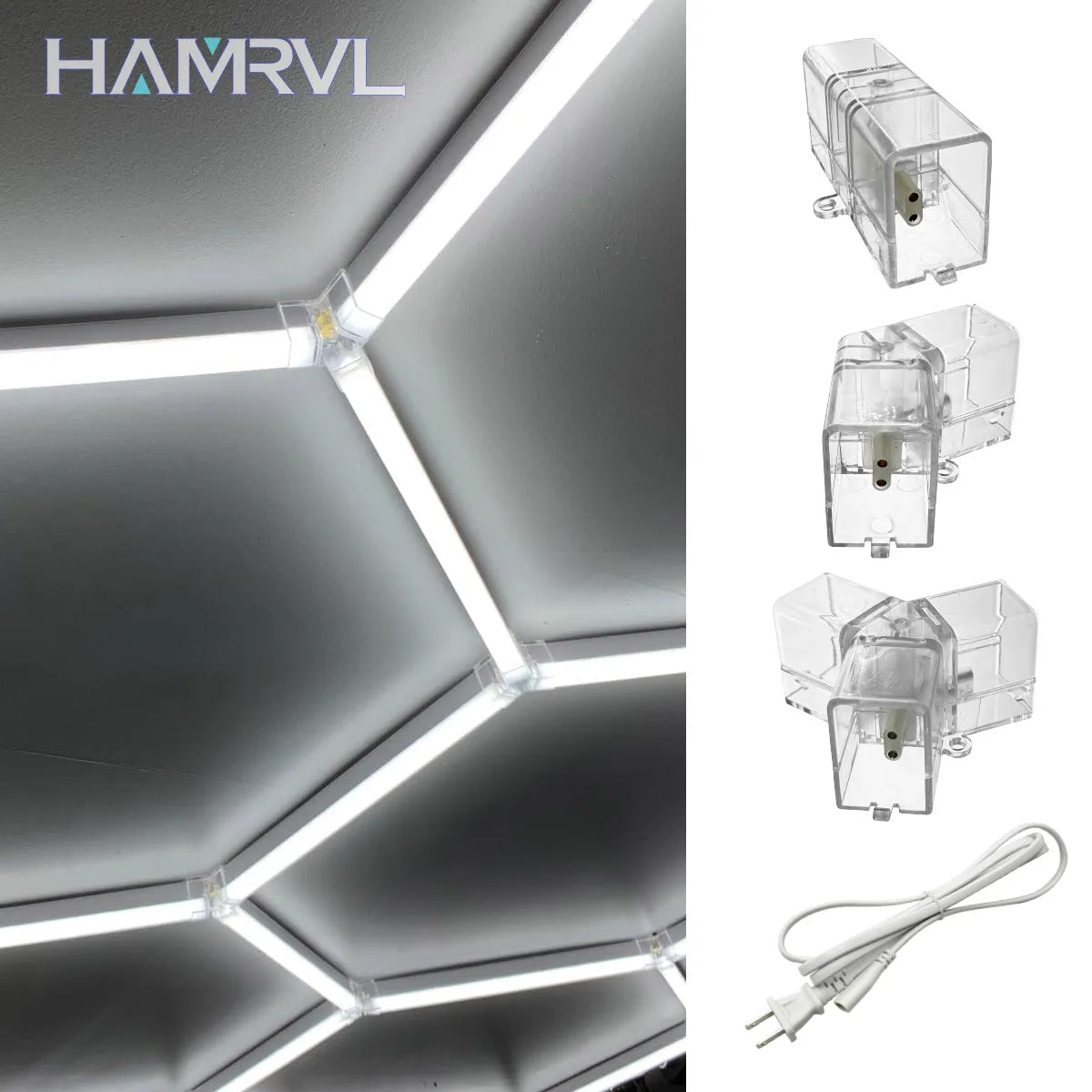 HAMRVL All Copper 2-Pin V/Y/L/T/I Connector and Cable for LED Lamp is Suitable for LED Garage Ceiling Hexagon Light 110-240V