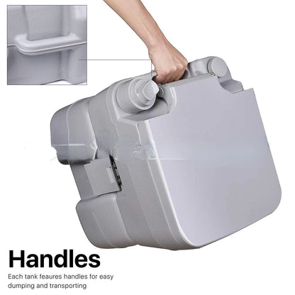 Portable Toilet 3.96 Gallon Travel RV Potty with T-type Water Outlets Anti-Leak Handle Water Pump Rotating Spout for Camping