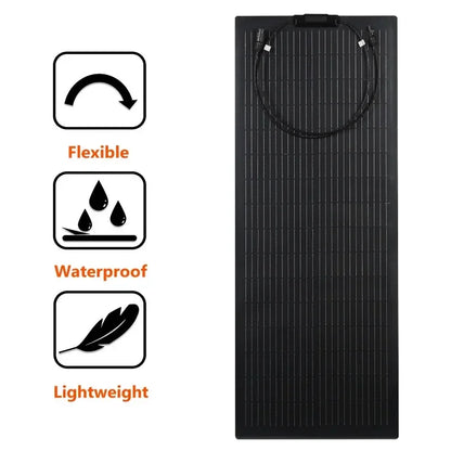 Flexible Solar Panel 100W 200W 12V Battery Charger Upgrade Photovoltaic Panel Kit for Outdoor Camper Yacht Home Car RV Travel