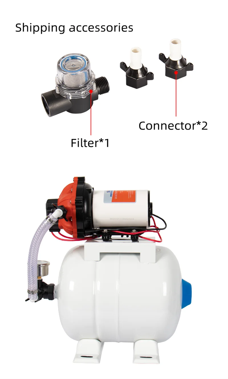 SeaFlo Rv Automatic Booster System Marine Water Pump 12 V  24V DC 60 PSI 5.5 GPM 2 Gallon Accumulator Tank System For Yacht Rv