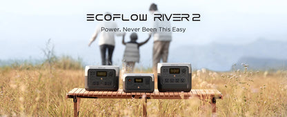 ECOFLOW Portable Power Station RIVER 2, 240Wh LiFePO4 Battery/ 1 Hour Fast Charging, 2 Up to 600W AC Outlets, Solar Generator