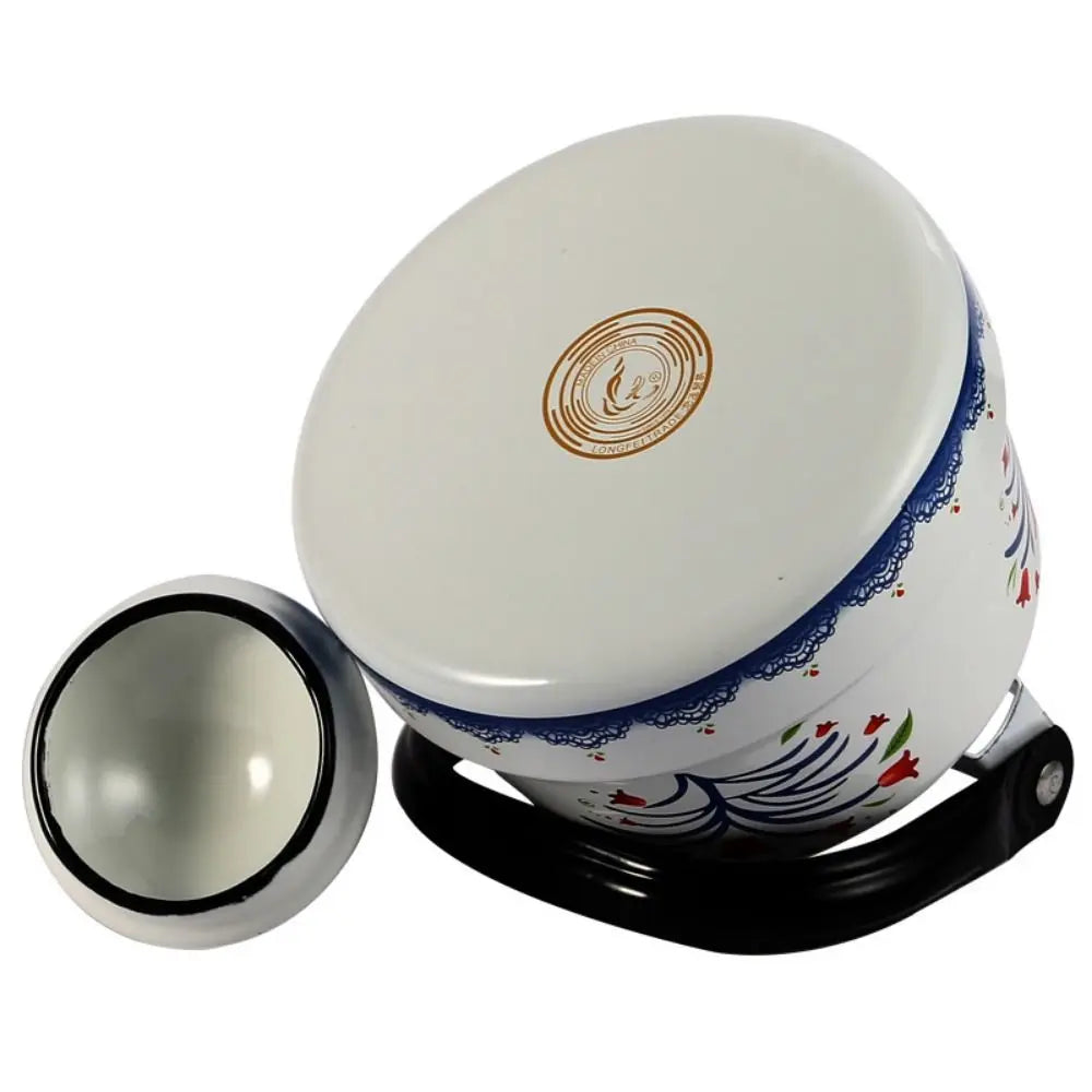 European Style Enamel Tea Kettle Exquisite Enamel Handmade Ancient Bell Pot No Whistling 2.5L Water Kettle Kitchen