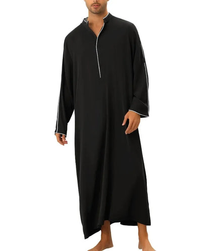 Loose Muslim Kaftan Robe Middle East Men Long Sleeve Arab Islamic Solid Color Maxi Dubai Abaya Jubba Thobe Robes Clothing