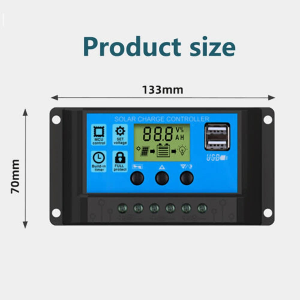 PWM 12V 24V Battery Regulator 10A 20A 30A for Wind Turbine Solar PWM 1000w Solar Tracker Solar Charge Controller