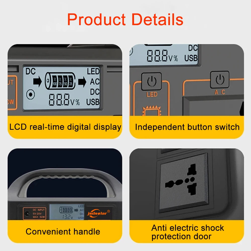 100W/300W 24000mAh LiFePO4 Portable Power Station Mobile Power Supply Solar Generator 220V/110V Station Power Bank for Camping