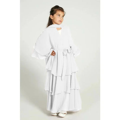 Chiffon Muslim Abaya Kids Abaya Girls Islamic Dresses Prayer Clothing For Children Musulmane Ramadan Kebaya Robe Without Hijab