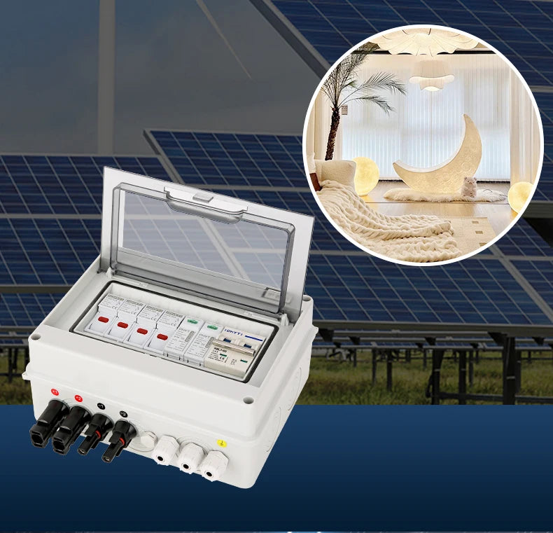 Solar Photovoltaik PV Combiner Box mit Blitzschutz 2 Eingang 1 aus DC 600V Sicherung mcb spd wasserdichte Box IP65