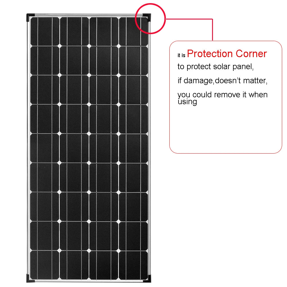 Lightweight solar panel module 100W 120W 150W cell aluminum frame for 12V or 24V 36V battery car home farm boat RV Camping Yacht