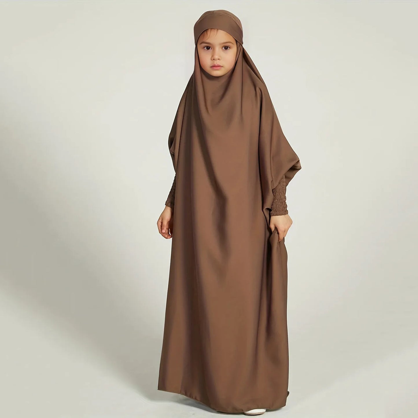 Ramadan Muslim Kids Girls Abaya Robe Solid Color Long Kaftan abaya enfant robes Dress Islamic Clothing Kids Clothes For Gift