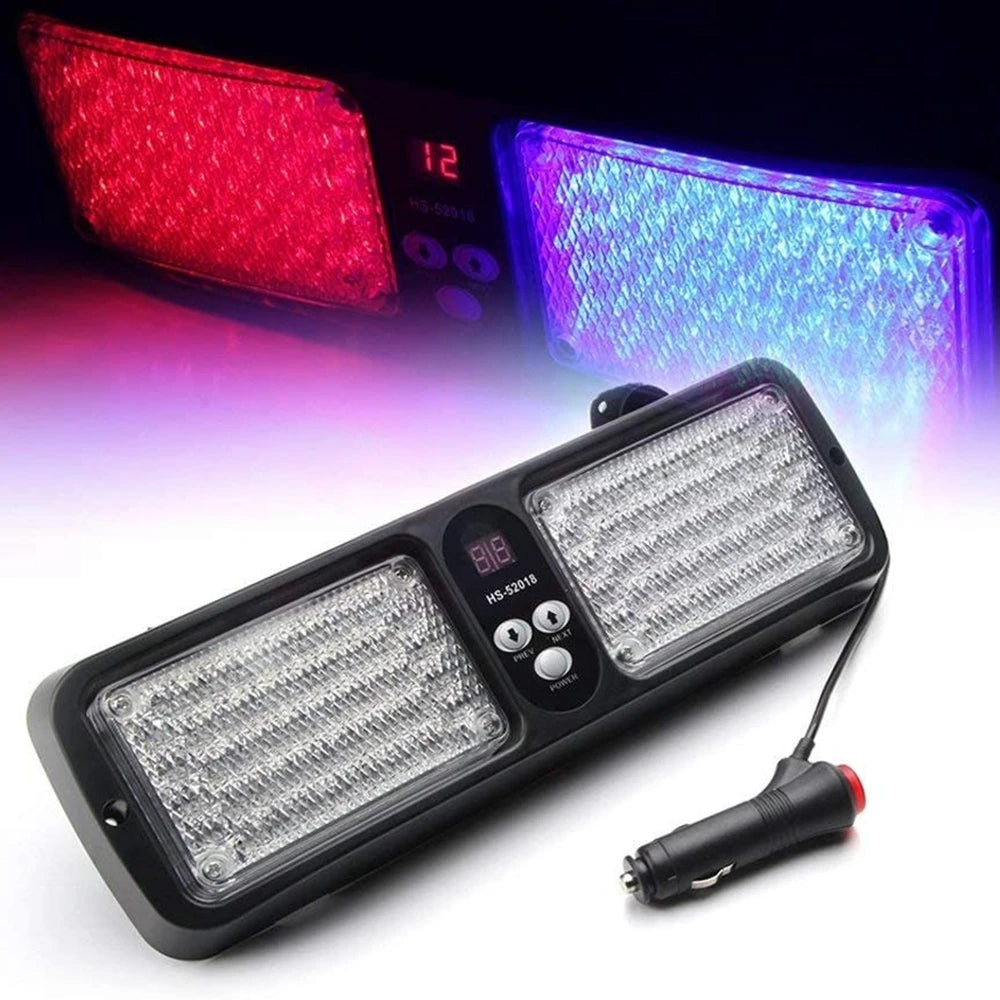 Red Blue LED Car Visor Strobe Flashing Light Interior Windshield Sunshield Emergency Warning Lights for Police Firefighter 12V