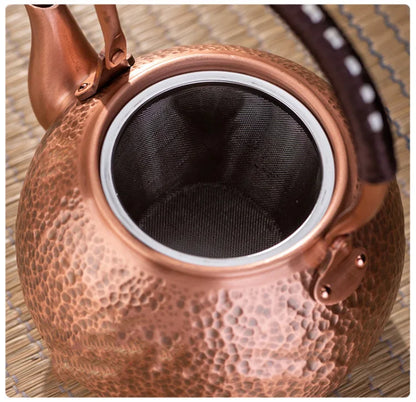 GIANXI Red Copper Teapot Chinese Tea Ceremony Handmade Pure Tea Kung Fu Tea Copper Teawear Retro Keep In Good Health Tea Kettle