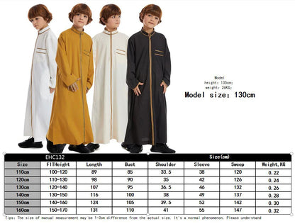 Eid Ramadan Muslim Kids Boys Jubba Thobe Dubai Turkey Abaya Djellaba Dishdasha Saudi Arabic Robe Islamic Clothing Children Dress