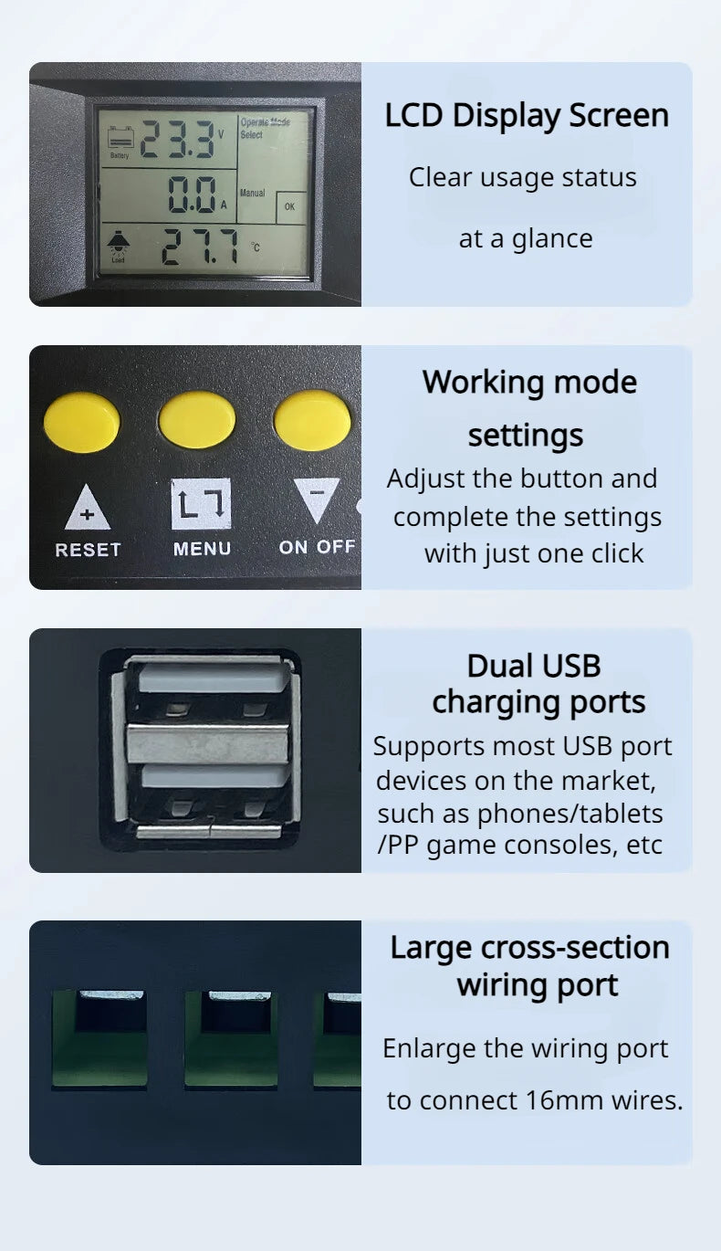 MPPT Solar Controller 12V24V36V48V Lead-acid Lithium Battery Photovoltaic Panel Charging and Generation Controller 100A