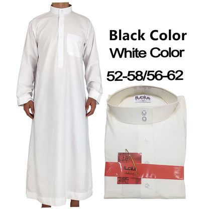 New 2025 Middle East Muslim Men Dress Long Sleeve Jubba Thobe Ramadan Eid Dishdasha Robe Muslim Islamic Kaftans Arab Clothing