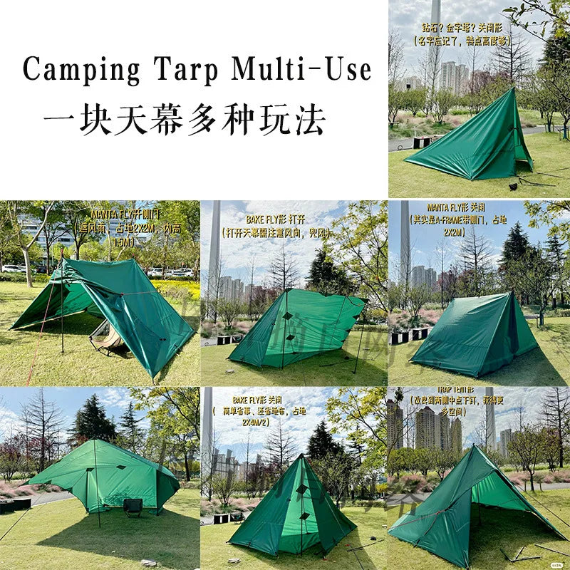 Waterproof Tent Tarp 19 Hang Points Survival Tent Outdoor Camping  Tactical Sun Shelter 4x4 3x4 3x3 Lightweight Sunshade Awning